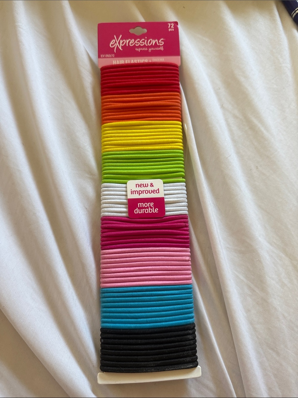 Expressions Rainbow Hair Elastics Pack with Bright Multicolor Bands